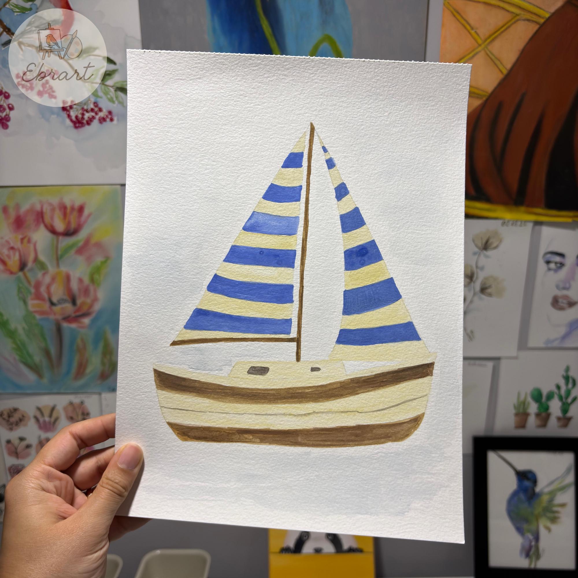 Watercolor Sailboat Print | Printable Coastal Wall Art | Ocean Painting ...