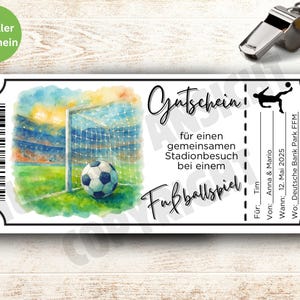 Fußballspiel Stadion Gutschein PDF | Stadionbesuch | Digital Sofort zum Ausdrucken | Ticket für ein Spiel deiner Wahl | Fußballfans Sport