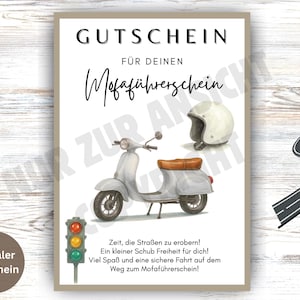 Digitale cadeaubon bromfietsrijbewijs | jongeren, schoolverlaters, tieners | PDF en JPG | Last-minute cadeau om af te drukken