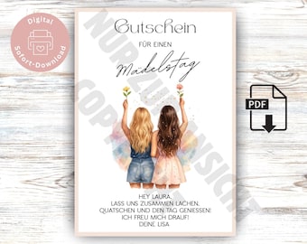 Girls' day voucher best friend friendship girls' trip together time gift time instead of stuff shopping trip voucher template excursion