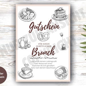 Digital Voucher Breakfast Brunch PDF and JPG Download to print or send digitally Last Minute Gift Going out for breakfast