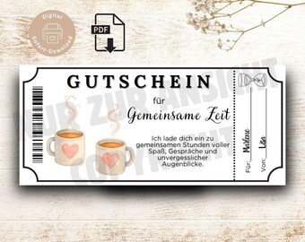 Voucher Time Instead of Things Digital Template for Printing Voucher for Shared Time PDF Last Minute Gift for Friend Girlfriend Family