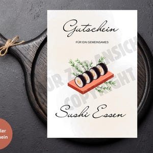 Voucher Sushi Uit Eten Voucher Kaart Uitnodiging PDF + JPG Downloaden om zelf af te drukken of digitaal te versturen Last Minute Cadeau