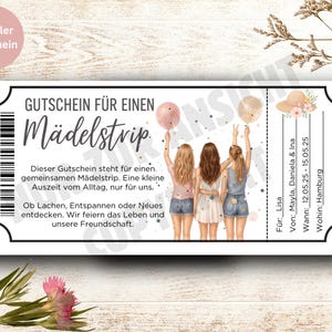 Voucher de viagem para meninas em PDF | Presente para namorada | Digital para impressão | Download instantâneo | Viagem de férias de fim de semana da JGA para a cidade