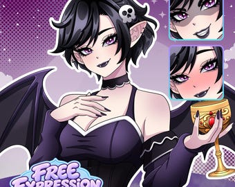Custom PNGtuber Model | Talking + Blinking Package | Anime Avatar Streaming for VTubers, Free Emotes