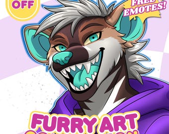 Custom Furry Art Commission | Fursona-profielfoto en -icoon | Anthro-personageillustratie