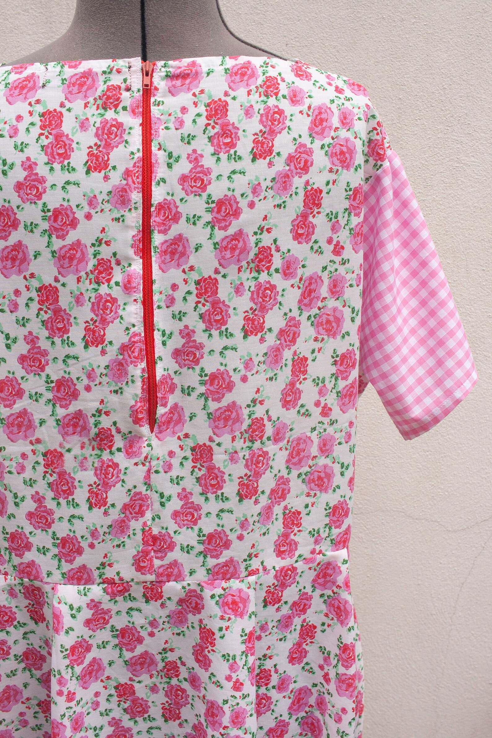 Plus Size Pink Floral and Gingham Check Babydoll Dress Cute - Etsy