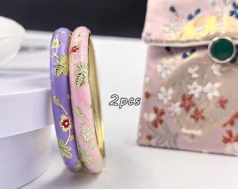 Cloisonne Armreif, Vintage Emaille Armband Set für Frauen, Floral Armreifen Geburtstagsgeschenk für Frau, Mutter, Oma, Schwester, Weihnachtsgeschenke