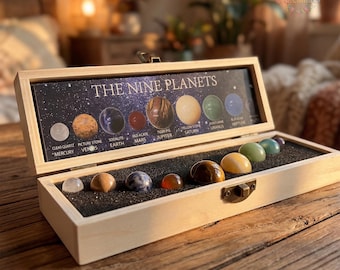 Sonnensystem Kristallset Geschenk, 8 & 9 Planeten Rohstein, Schreibtischlampe, Astronomie Geschenk, Dekoration, Sonnensystem