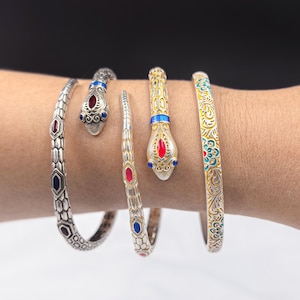 Vintage Snake Bracelet, Personalized Gold-Plated/Silver-Plated Bangles, Minimalist Gold Bangle, Birthday/Christmas Gifts for Sister/ Women