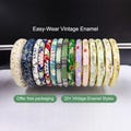 Vintage Floral Bangles Set, Cuff Bracelet BoHo Enamel Cloisonné Bracelets for Birthday/ /Mom/ Grandma/ Sister, Christmas Gifts