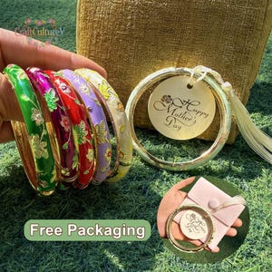 Bangle Bracelet for Mother's Day Gift, Vintage Cloisonné Enamel Bangle/ Jewelry Pouch, Birthday/ Bridesmaid Gifts