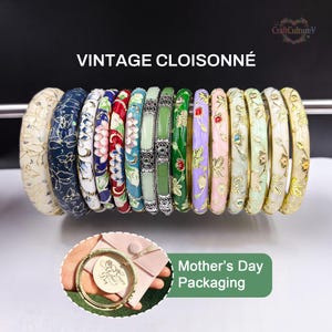 Vintage Armband Set für Frauen, Faux Jade Armband für Muttertagsgeschenk, handgemachte Cloisonné Emaille Armbänder für Geburtstag / Oma / Frau