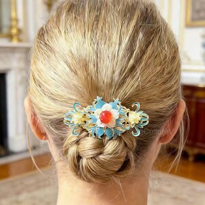 Cloisonne Hair Comb Vintage - Etsy display picture 3