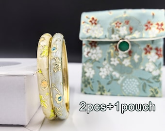 Vintage Enamel Bangle, Handmade Cloisonné Bracelet for Women Birthday/ /Mom/ Grandma/ Sister, Christmas Gifts, Friendship Bracelet