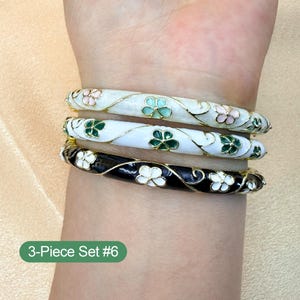 Enamel Cloisonné Bangle Set, Handmade Vintage Cuff Bracelet, Birthday Gifts for Mom/ Grandma/ Sister/ Wife/ Teacher, Mother's Day Gift