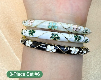 Enamel Cloisonné Bangle Set, Handmade Vintage Cuff Bracelet, Birthday Gifts for Mom/ Grandma/ Sister/ Wife/ Teacher, Mother's Day Gift