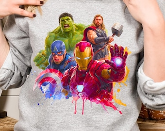 Superhero Watercolor Clipart: Boys Birthday Shirt Design (Digital Download PNG File)