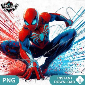 Spiderman Splatter Art PNG: Superhero Clipart (Digital Download