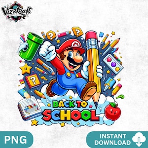 Preppy Back To School PNG: Cartoon Design (Digital Download)
