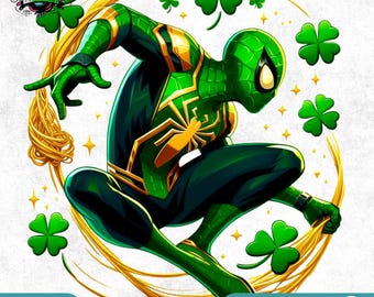 Superhero St Patrick's Day PNG: Kids Cartoon Sublimation Design (Digital Download)