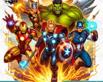 Superhero Team PNG: High-Resolution Hero Shirt Design (Digital Download)