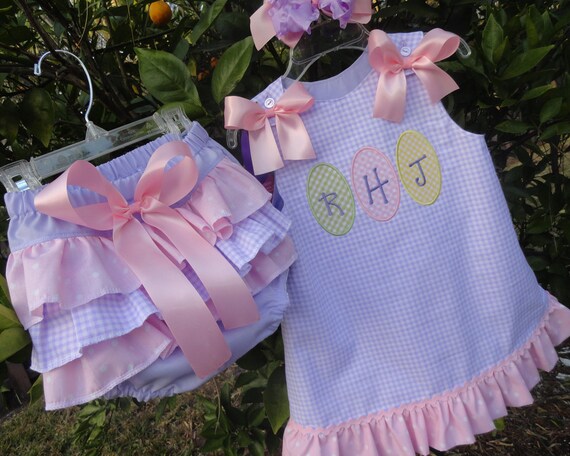 Items similar to Easter Dress with matching Ruffle Bloomers and ...