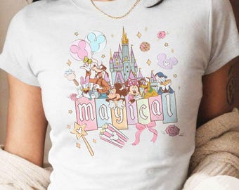 Disney castle Mickey & friends Baby tee Croptop tank, Magical World shirt, WDW Disneyland Girls trip Girly aesthetic baby tee tank top