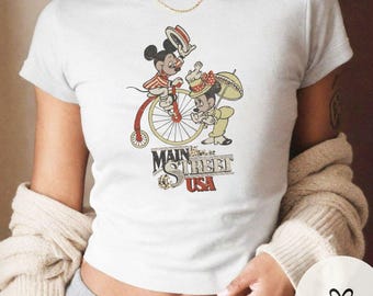Camiseta vintage retro de Mickey Minnie Main Street USA, camiseta de Mickey Mouse para bebé, camiseta vintage de Mickey Comfort Colors, camiseta WDW Disneyland