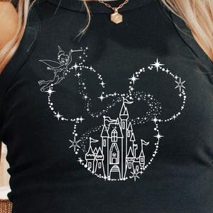 Magical Disney Castle Tinkerbell baby tee Croptop Tank shirt, Magic Kingdom Girls trip baby tee Girly aesthetic Tee Summer tank top