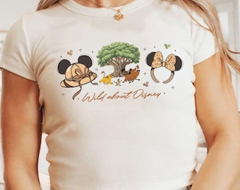 Coquette Bow Mickey Disney Animal Kingdom baby tee Croptop Tank shirt, Let's get wild safari mode Leopard Girls trip baby tee shirt