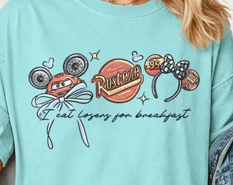 Coquette Disney cars Lightning McQueen 95 Tshirt Baby tee Croptop tank, I eat losers Disney cars land shirt, WDW Disneyland Radiator Springs