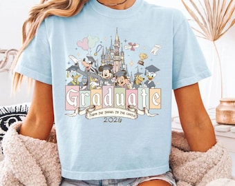 Vintage Mickey & friends Graduate 2026 Boxy tee Comfort colors shirt, From the tassel to the castle Cropped shirt, WDW Disneyland Grad trip