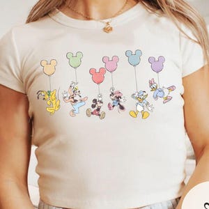 Mickey & friends balloon Baby tee Croptop tank, Mickey Walt Disney Comfort Colors shirt, WDW Disneyland Family matching shirts Baby Tee
