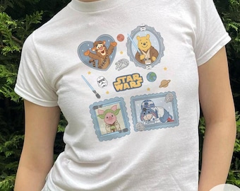 Retro Disney Winnie the Pooh Star Wars Baby tee Croptop tank T-shirt, Galaxy's Edge WDW Disneyland shirt, Girls trip Tee