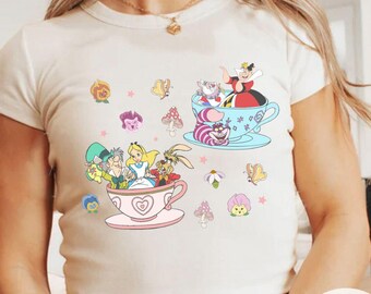 Alice in Wonderland baby tee Croptop Tank shirt, Alice Princess White rabbit Queen of Hearts shirt, WDW Disneyland Girls trip Girly shirt