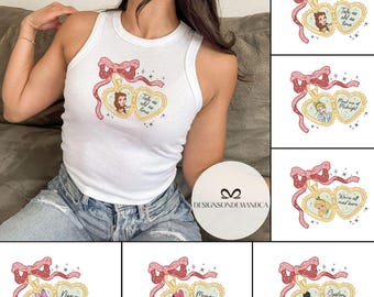 All characters Coquette bow Disney baby tee Croptop Tank shirt, Custom Princess Mickey Minnie Disney Girls trip baby tee Girly aesthetic Tee