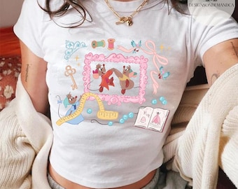 Camiseta corta sin mangas de bebé con estampado de ratones Coquette Jaq y Gus Gus, camiseta de los compañeros de la princesa Cenicienta de WDW Disneyland, camiseta para viaje de chicas