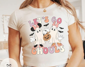 Minnie Daisy Let's go ghouls baby tee tanktop, Cute Disney ghost pumpkin Halloween shirt, WDW Disneyland boo to you vintage retro Tshirt