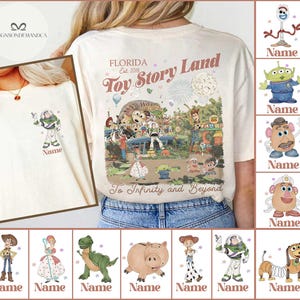 Puede incluir: Camiseta color crema con un gr&aacute;fico colorido de personajes de Toy Story y el texto "Toy Story Land" y "To Infinity and Beyond". Se muestran im&aacute;genes adicionales de personajes. La camiseta tiene mangas cortas.
