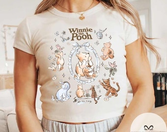 Winnie the Pooh Baby tee Croptop tank, Hundred Acre Woods shirt, WDW Disneyland Girls trip Girly aesthetic baby tee, Family shirts