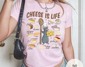 Remy Ratatouille Cheese is Life Baby tee Croptop tank T-shirt, Disney snacks cheese lover shirt, Girls trip Tee