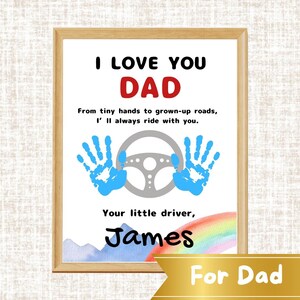 父の日の手形ギフト、子供からの印刷可能なギフト、車をテーマにした記念品、お父さんへの愛カード、手形用紙、車をテーマにした印刷物