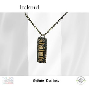 Ireland Necklace, Irish Toast &quot;Sláinte&quot;, Celtic Nation