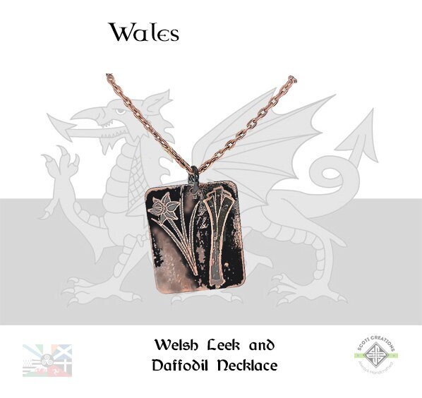 Wales Symbol, Leek and Daffodil Necklace