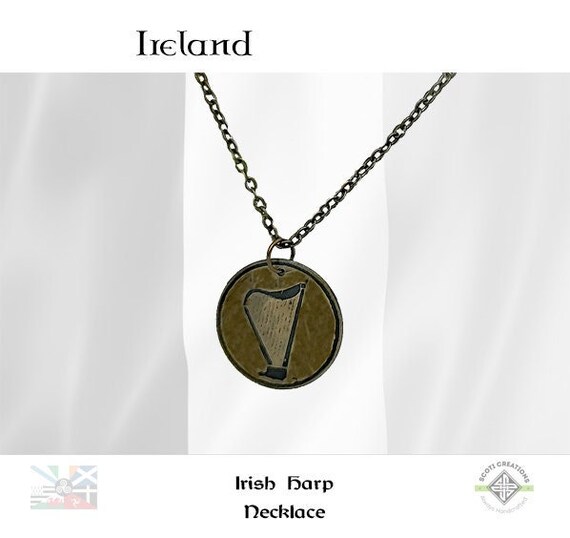 Ireland Necklace, Irish Harp #2, Celtic Nation