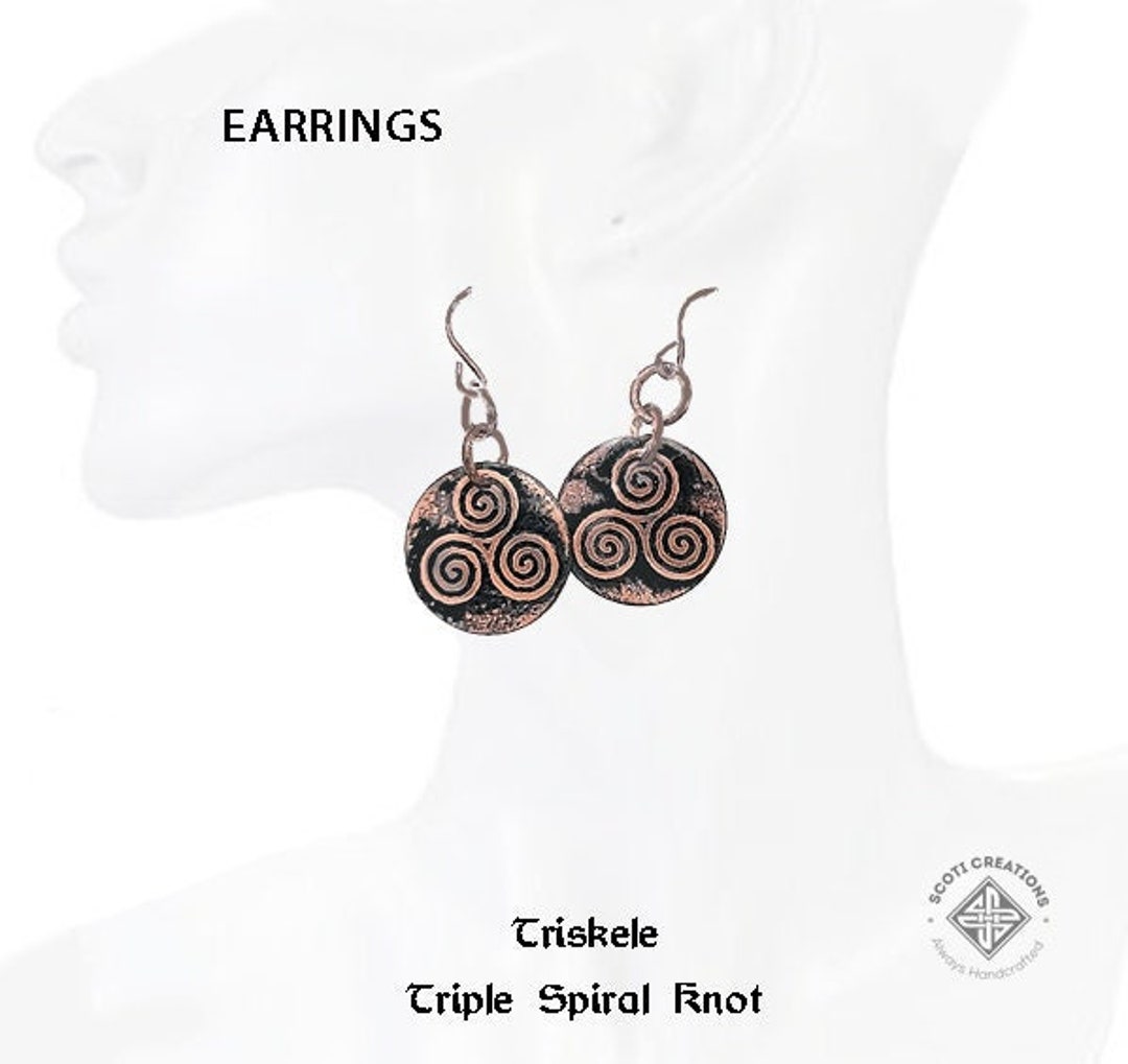 Celtic Knot Triple Spiral Knot 2 Triskele Earrings Etsy