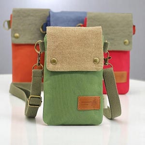 Mini-Stoff-Umhängetasche, Farbblock-Handytasche, kleine Vintage-Umhängetasche, All-Match
