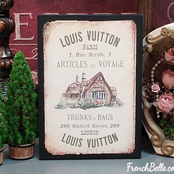 Paris Decor, Vintage French Luggage Sign, Rustic Tuscan, French Country, Paris Bedroom, Victorian French Designer Luggage, London Paris