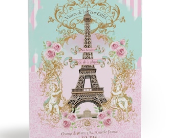 Paris Greeting Cards Set: Eiffel Tower Set of 12 French Theme, Notecards and Envelopes with Gift Tags!